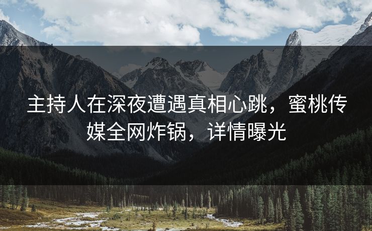 主持人在深夜遭遇真相心跳，蜜桃传媒全网炸锅，详情曝光